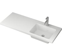 Комплект Bauedge BAU 4 в 1: раковина над стиральной машиной BAU Bloom 1200х50 правая, литьевой мрамор, кронштейны, сифон и смеситель Dream, нержавеющая сталь XMY0036