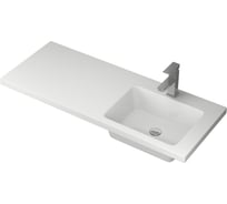 Комплект Bauedge BAU 4 в 1: раковина над стиральной машиной BAU Bloom 1200х50 правая, литьевой мрамор, кронштейны, сифон и смеситель Hotel Still, нержавеющая сталь XMY0076