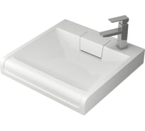 Комплект Bauedge BAU 4 в 1: раковина над стиральной машиной BAU Cerama 60х60 литьевой мрамор, кронштейны, сифон и смеситель Hotel Still, нержавеющая сталь XMY0072