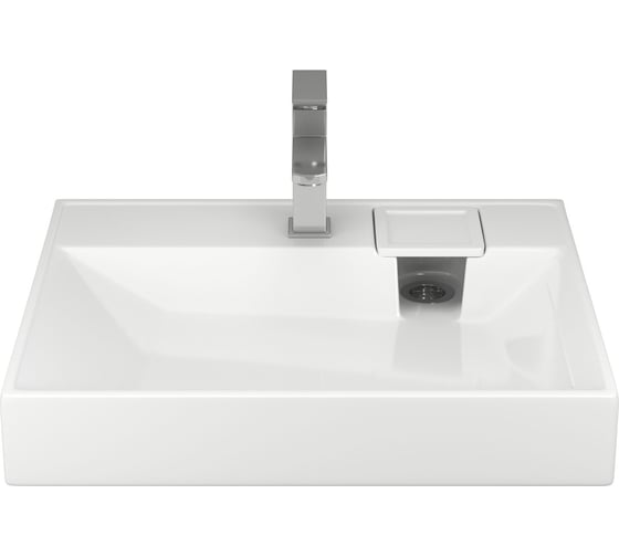 Комплект Bauedge BAU 4 в 1: раковина над стиральной машиной BAU Cerama 60х50, литьевой мрамор, кронштейны, выпуск и смеситель Hotel Still, нержавеющая сталь XMY0123