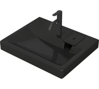 Комплект Bauedge BAU 4 в 1: раковина над стиральной машиной BAU Hotel 60х50 литьевой мрамор цвет антрацит, кронштейны, сифон и смеситель Dream Black, черный XMY0004