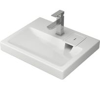 Комплект Bauedge BAU 4 в 1: раковина над стиральной машиной BAU Hotel 60х50 литьевой мрамор, кронштейны, сифон и смеситель Hotel Still, нержавеющая сталь XMY0063