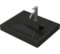 Комплект Bauedge BAU 4 в 1: раковина над стиральной машиной BAU Hotel 60х50 литьевой мрамор цвет антрацит, кронштейны, сифон и смеситель Dream, нержавеющая сталь XMY0024