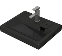 Комплект Bauedge BAU 4 в 1: раковина над стиральной машиной BAU Hotel 60х50 литьевой мрамор цвет антрацит, кронштейны, сифон и смеситель Hotel Still, нержавеющая сталь XMY0064