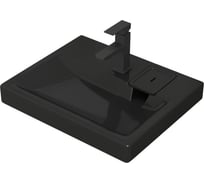 Комплект Bauedge BAU 4 в 1: раковина над стиральной машиной BAU Hotel 60х50 литьевой мрамор цвет антрацит, кронштейны, сифон и смеситель Hotel Black, черный XMY0084