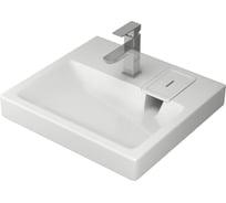 Комплект Bauedge BAU 4 в 1: раковина над стиральной машиной BAU Hotel 60х55 литьевой мрамор, кронштейны, сифон и смеситель Hotel Still, нержавеющая сталь XMY0065