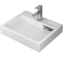 Комплект Bauedge BAU 4 в 1: раковина над стиральной машиной BAU Stil 60х50 литьевой мрамор, кронштейны, сифон и смеситель Hotel Still, нержавеющая сталь XMY0069
