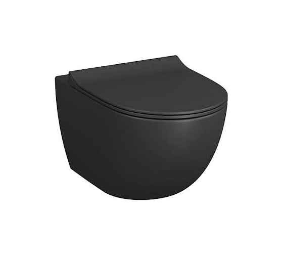 Безободковый подвесной унитаз VITRA Sento, матовый черный 7748B083-0101