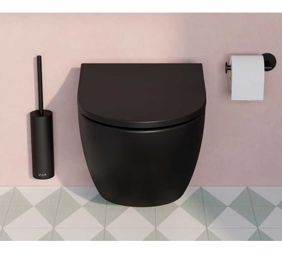 Безободковый подвесной унитаз VITRA Sento, матовый черный 7748B083-0101