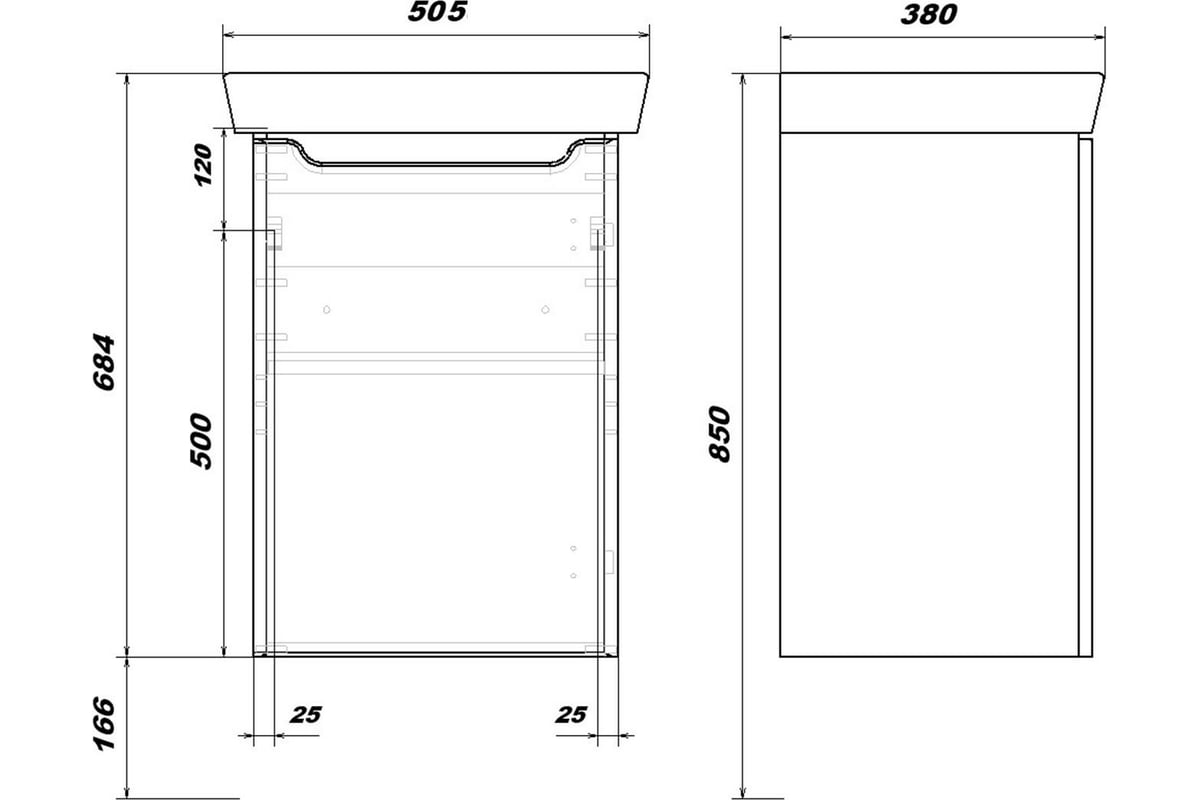 Тумба с раковиной Sanstar Bianco 50