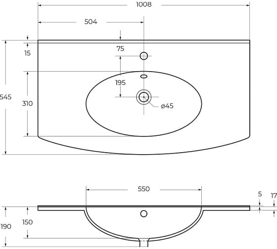Керамическая раковина Cezares COMFORT 101x55 50149