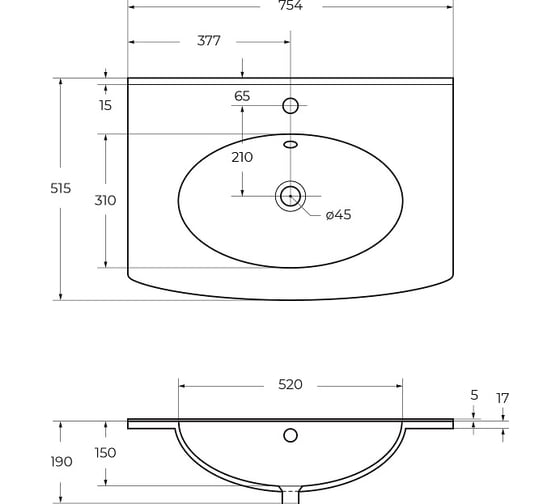 Керамическая раковина Cezares COMFORT 75x55 50132