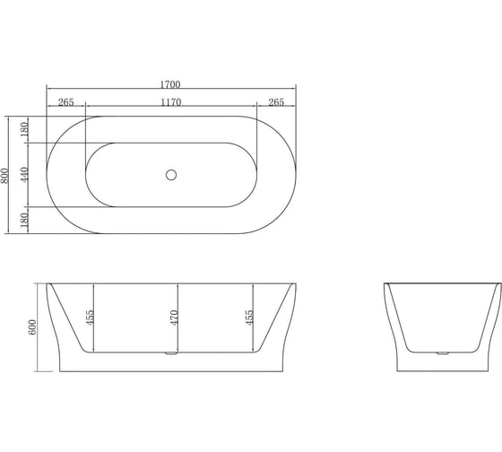 Акриловая ванна BelBagno BB405-1700-800