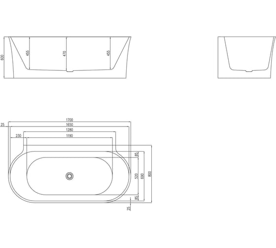 Акриловая ванна BelBagno BB409-1700-800