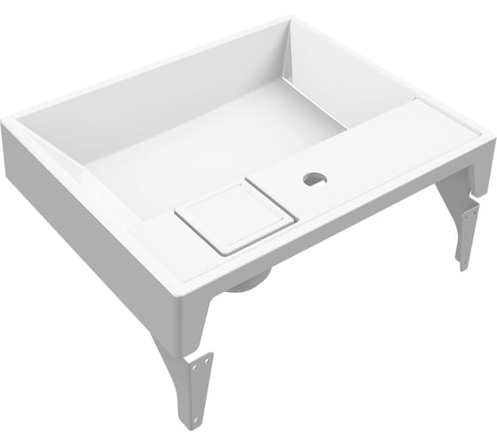 Раковина над стиральной машиной Bauedge BAU Cerama 60x60, литьевой мрамор в комплекте с кронштейнами и выпуском, белая UF0005
