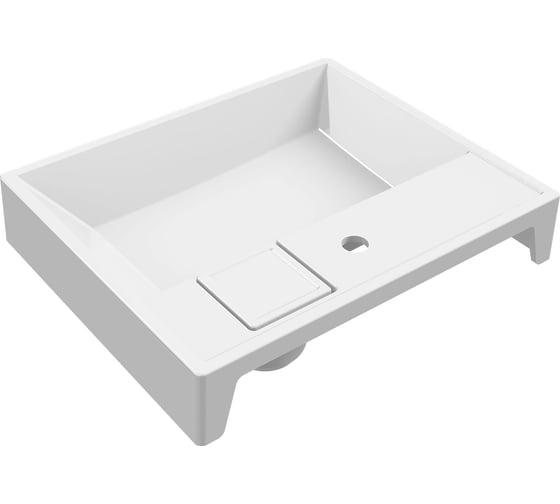 Раковина над стиральной машиной Bauedge BAU Cerama 60x60, литьевой мрамор в комплекте с кронштейнами и выпуском, белая UF0005
