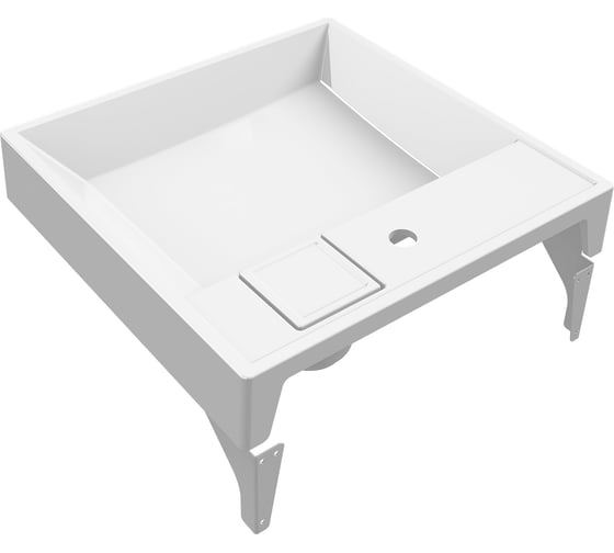 Раковина над стиральной машиной Bauedge BAU Cerama 60x50, литьевой мрамор в комплекте с кронштейнами и выпуском, белая UF0004