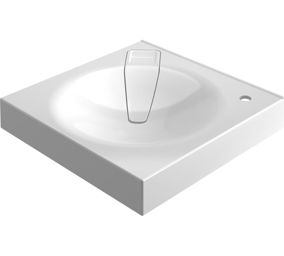 Раковина над стиральной машиной Bauedge BAU Element 60x60, литьевой мрамор в комплекте с кронштейнами и выпуском, белая UF0003