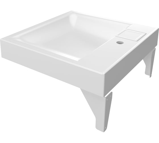 Раковина над стиральной машиной Bauedge BAU Soul 60x60, литьевой мрамор в комплекте с кронштейнами и выпуском, белая UF0002