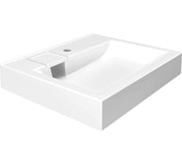 Раковина над стиральной машиной Bauedge BAU Soul 60x50, литьевой мрамор в комплекте с кронштейнами и выпуском, белая UF0001