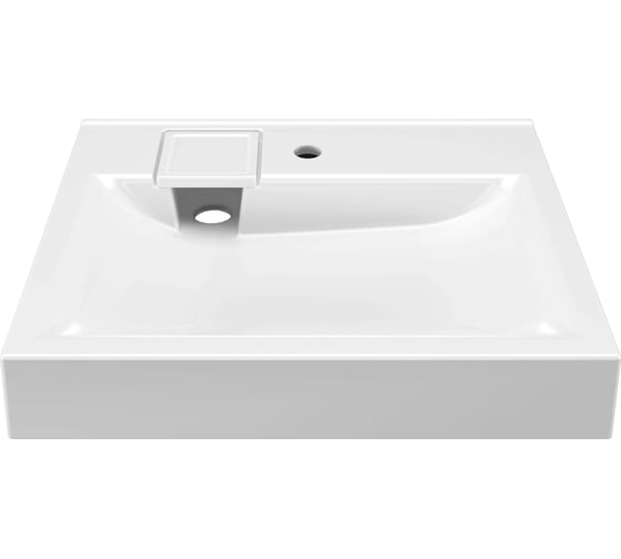 Раковина над стиральной машиной Bauedge BAU Soul 60x50, литьевой мрамор в комплекте с кронштейнами и выпуском, белая UF0001