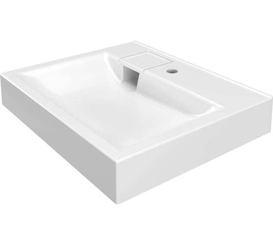 Раковина над стиральной машиной Bauedge BAU Soul 60x50, литьевой мрамор в комплекте с кронштейнами и выпуском, белая UF0001