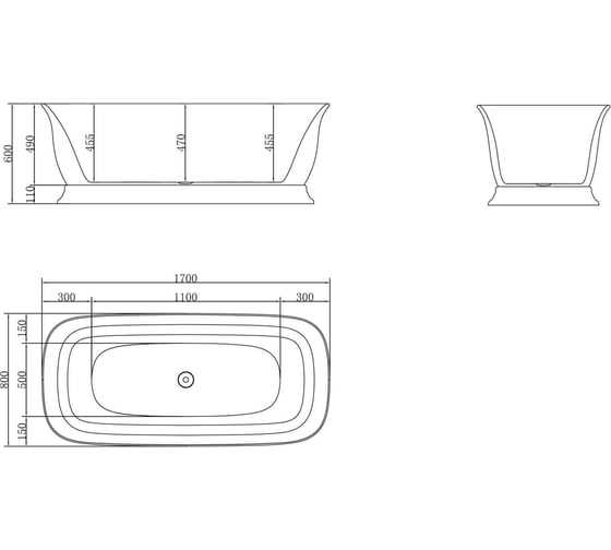 Акриловая ванна BelBagno BB400-1700-800