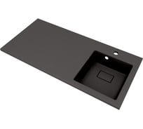 Раковина над стиральной машиной Bauedge BAU Stil 100, кварцевая, в комплекте с кронштейнами, донной крышкой и переливом, правая, цвет черный металлик MRY0035R