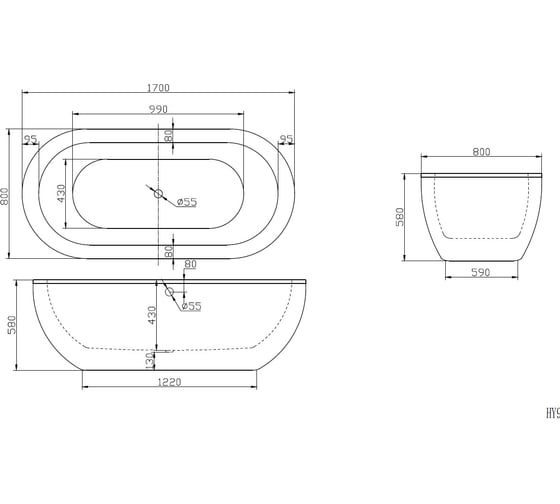 Акриловая ванна BelBagno 1700x790x580 мм BB13-1700