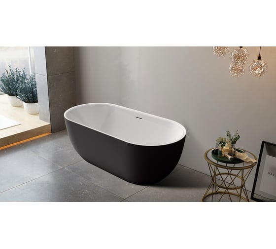 Акриловая ванна BelBagno белый глянец внутри, черный матовый снаружи BB70-1500-800-W/NM