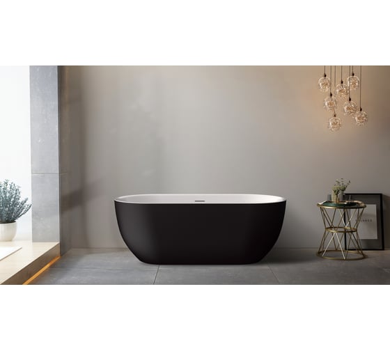 Акриловая ванна BelBagno белый глянец внутри, черный матовый снаружи BB70-1500-800-W/NM