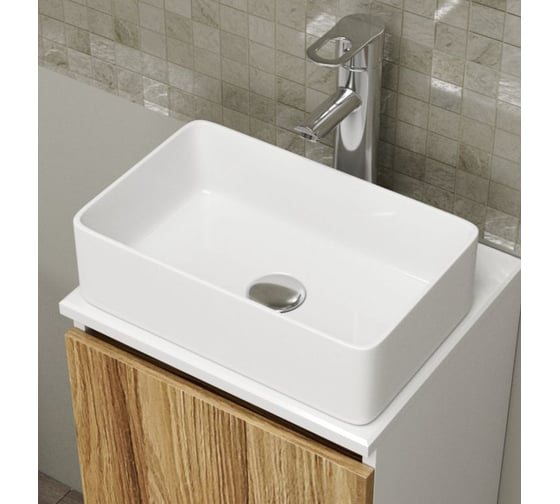 Раковина накладная прямоугольная Bauedge BAU Hotel mini 38х24, белая BH1004