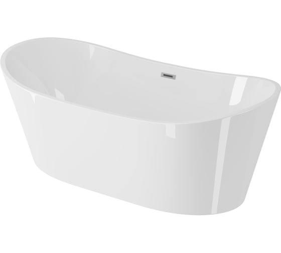 Ванна отдельностоящая акриловая Bauedge BAU Omega 1500x750 мм, белая, в комплекте со сливом-переливом TY1004