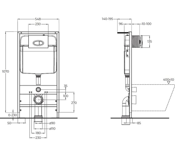 Комплект 2 в 1 BelBagno система инсталляции для унитазов BB026 с кнопкой смыва BB044NERO BB026/BB044NERO