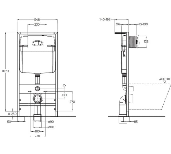 Комплект 2 в 1 BelBagno система инсталляции для унитазов BB026 с кнопкой смыва BB081CR BB026/BB081CR