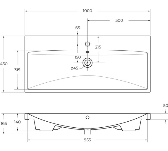 Раковина керамическая BelBagno 1000x450 BB-0324-100-LVB