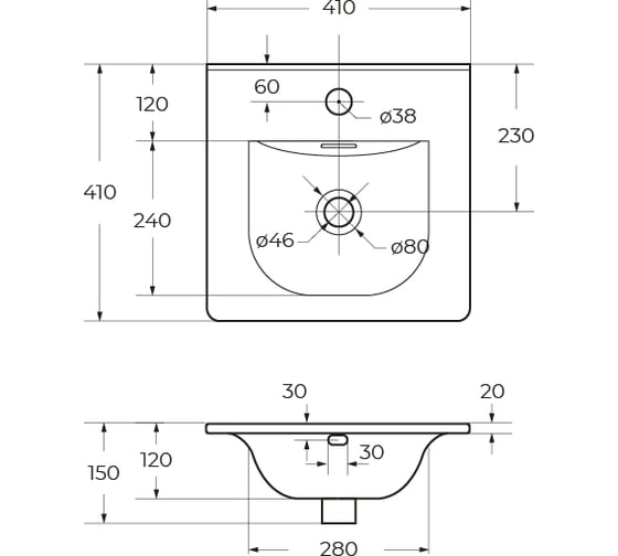 Керамическая раковина BelBagno 410x410x150 BB-8099-3-40