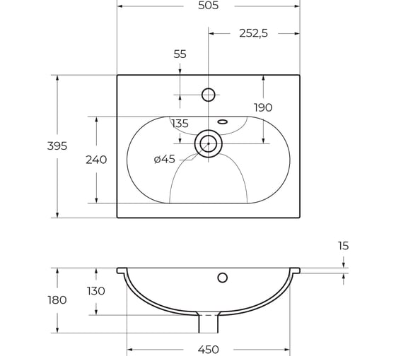 Керамическая раковина BelBagno 505x395x180 BB1923-500