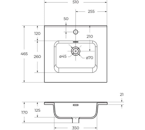 Керамическая раковина BelBagno 510x465x170 BB500ETL