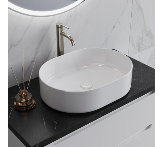 Раковина керамическая BelBagno накладная, овальная, 500x370x135 BB1483