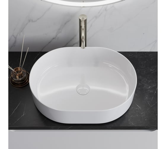 Раковина керамическая BelBagno накладная, овальная, 500x370x135 BB1483