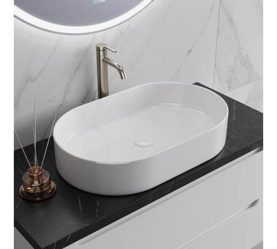 Раковина керамическая BelBagno накладная, овальная, 610x385x120 BB1479