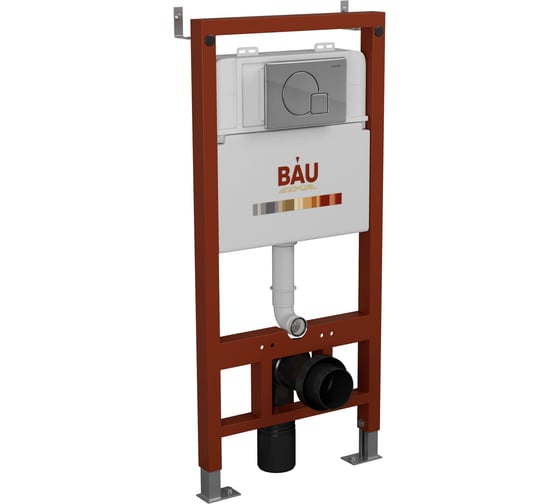 Инсталляция Bauedge BAU PRO для подвесного унитаза, клавиша смыва Omega, хром Q111300-01.02.10