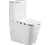 Унитаз-компакт безободковый WAVE APEKS Tornado1.0, гор, ниж, 2-кн.арм, сид.полипр, м/л, быстр, белый глянец 554621
