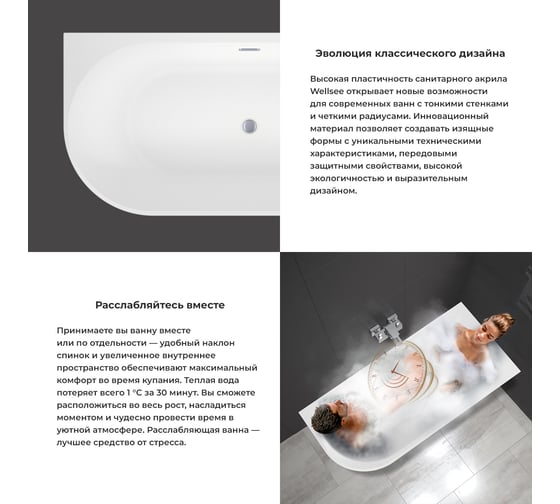Угловая акриловая ванна Wellsee Excellence Pro 150х73 см, правый разворот, в наборе 4 в 1 28761002R