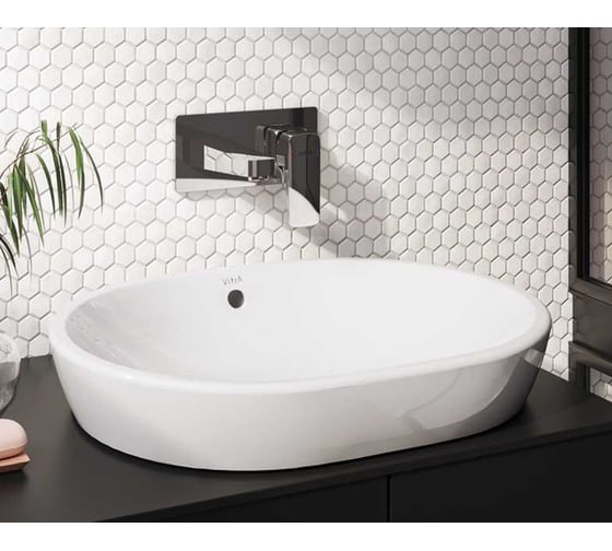 Раковина-чаша Vitra Metropole, овальная, 60 см, c переливом, белая 5942B003-0012
