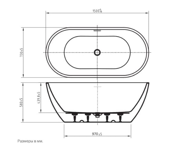 Акриловая ванна отдельностоящая Art&Max AM-LATINA-1500-730
