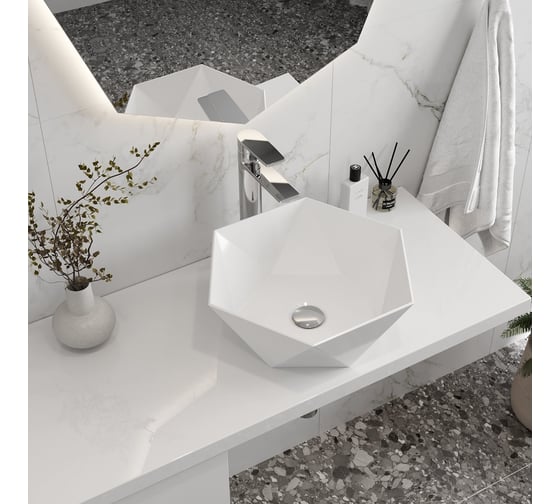 Раковина Teymi Diamond 48, накладная, белая T51105 ЦБ-00270114