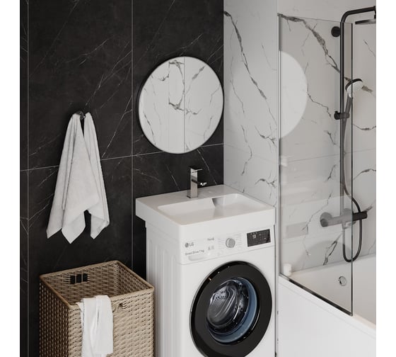 Раковина над стиральной машиной Teymi Kati Pro 60x55, литьевой мрамор T50422 ЦБ-00269782
