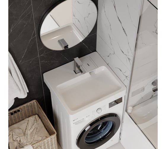 Раковина над стиральной машиной Teymi Kati Pro 60x55, литьевой мрамор T50422 ЦБ-00269782